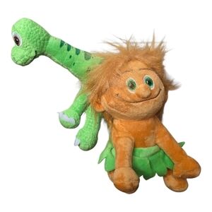 Plush Dinosaur and Troll Toy - Green and Orange
